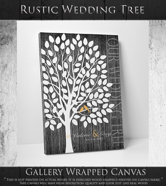 Thumbprint Guestbook - Signature Fingerprint Tree Wedding Guest Book - 55-150 Guests - 16x20 Inches - FREE SHIPPING by WeddingTreePrints