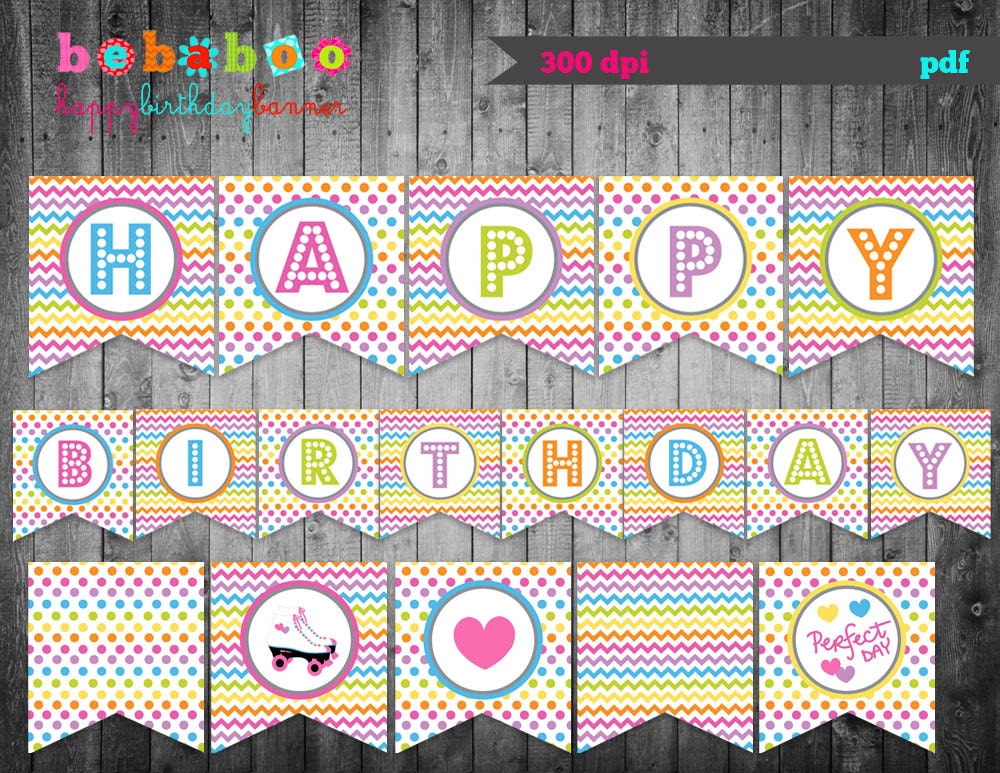 Roller Skate Happy Birthday Banner/Roller Skate Birthday