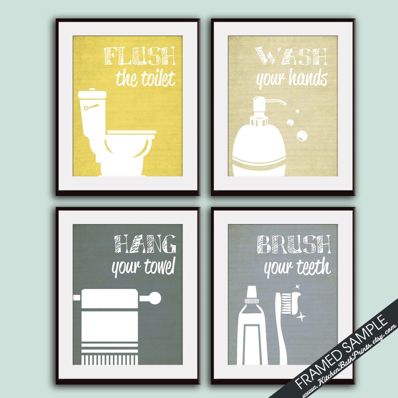 Funny Bathroom Prints Set of 4 Art Print Featured in