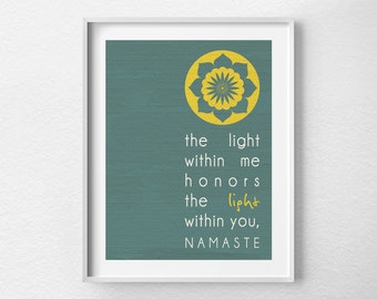 Namaste Print, Yoga Print, Yoga Studio Decor, Typography Poster, Wall Art, Inspirational Print, Yoga Poster, Motivational Art, 0156