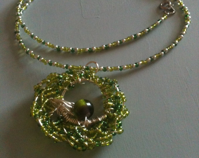 clearance! green glass necklace