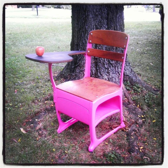 Items similar to SALE! Vintage refurbished school desk, chalkboard top