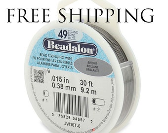 Beadalon 49 Strand Beading Wire .015 30ft & 100ft Spools - Free Shipping - Beading String Tiger tail Beadalon 49 15 30 100 - Beading Wire