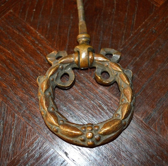 Antique Heavy Bronze Wreath Drawer Ring Pull by VintageFleaFinds