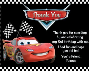 disney cars thank you cards