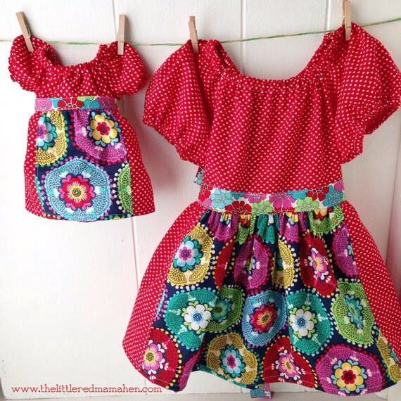 Items similar to Girl and Doll Matching Dress Set Retro Inspired on Etsy
