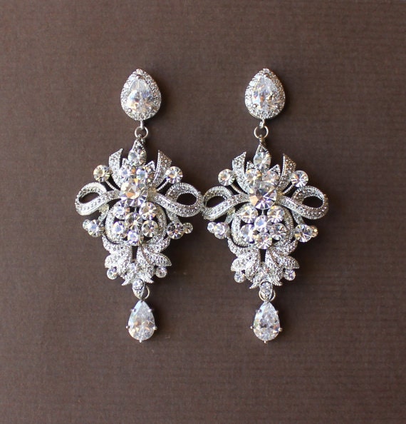 Items similar to Crystal Chandelier Earrings, Vintage Wedding, Crystal ...