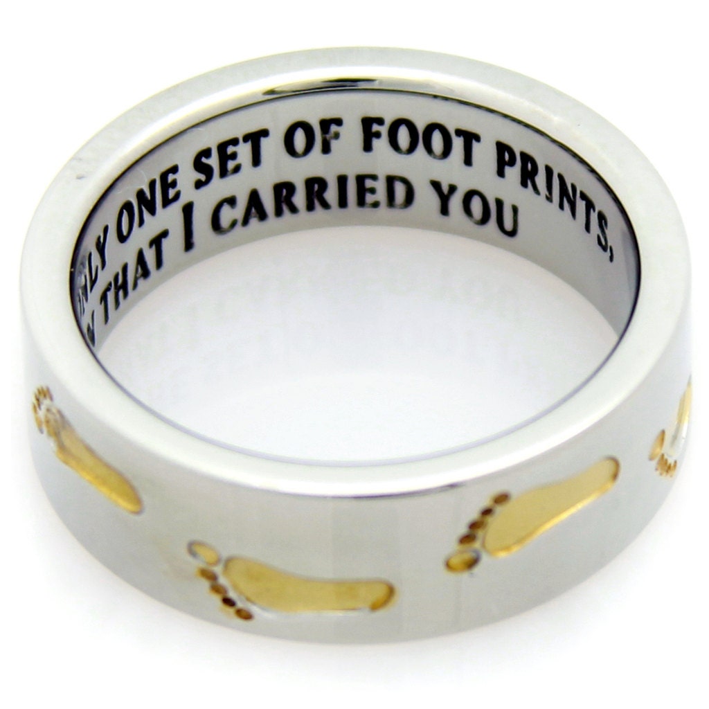 Footprints In The Sand Prayer Ring With Gold Colored