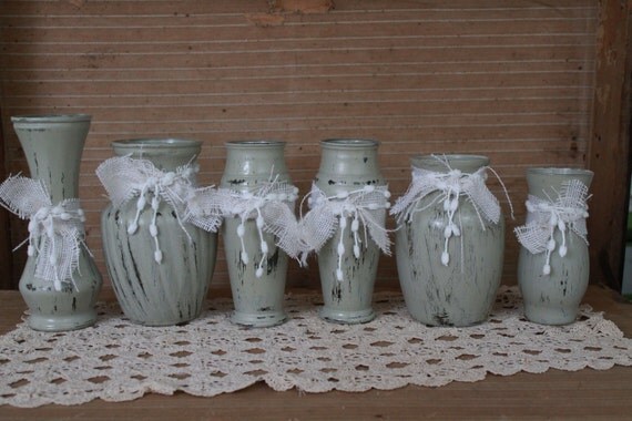 sale shabby chic vases set of 6 rustic wedding decor by sale shabby chic vases set of 6 rustic wedding decor by