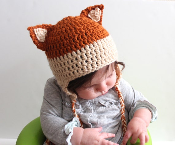 Crochet sombrero zorro para bebé o niño