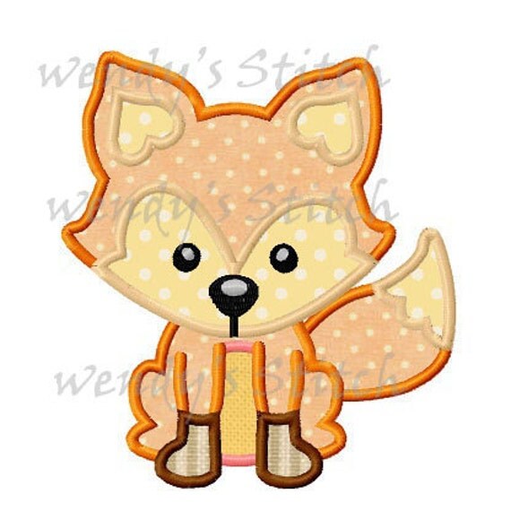 Fox applique machine embroidery digtial pattern