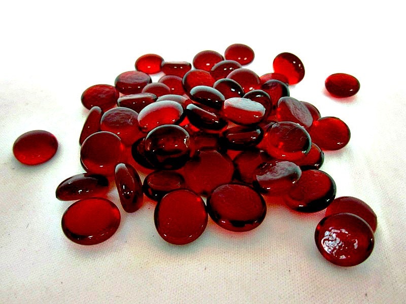 75 Mini Ruby Red Glass Gems Stained Glass Supplies by GlassSupply