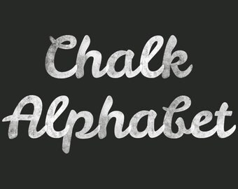 White Chalk Digital Alphabet Clip Art Chalkboard Letter Clipart Numbers - 62 Pc. Scrapbook Alphabet