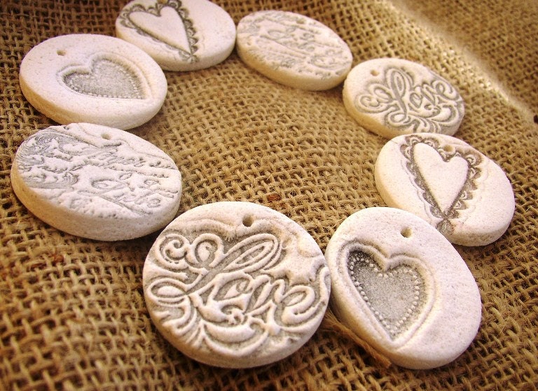 Salt Dough Wedding Gift Tags Set of 8 Tags Bridal by FloroMondo
