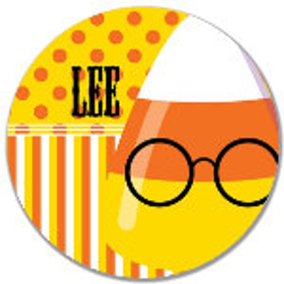 Halloween Candy Corn Round glasses Personalized Name Plate, Children's Melamine Cake Plate Il_570xn