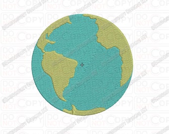 Earth World Globe Embroidery Design in 2x2 3x3 4x4 and 5x7 Sizes