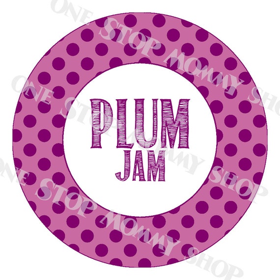 Printable Plum Jam canning lid labels
