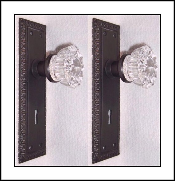 Crystal Door Knobs & Oil Rubbed Bronze Estate Type French Door