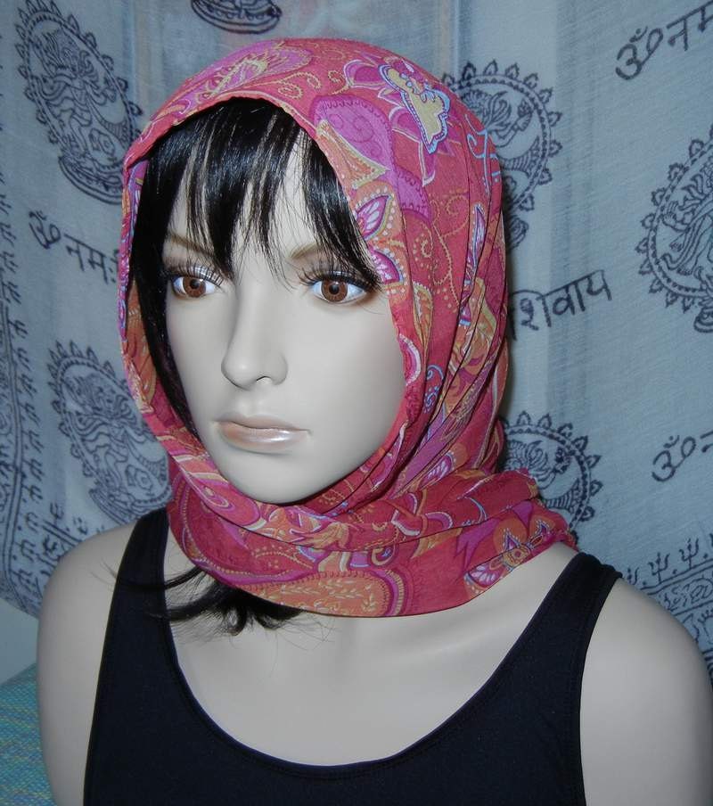 Red Paisley and Floral Gauze Wrap Scarf/Dupatta by KatCKsWraps