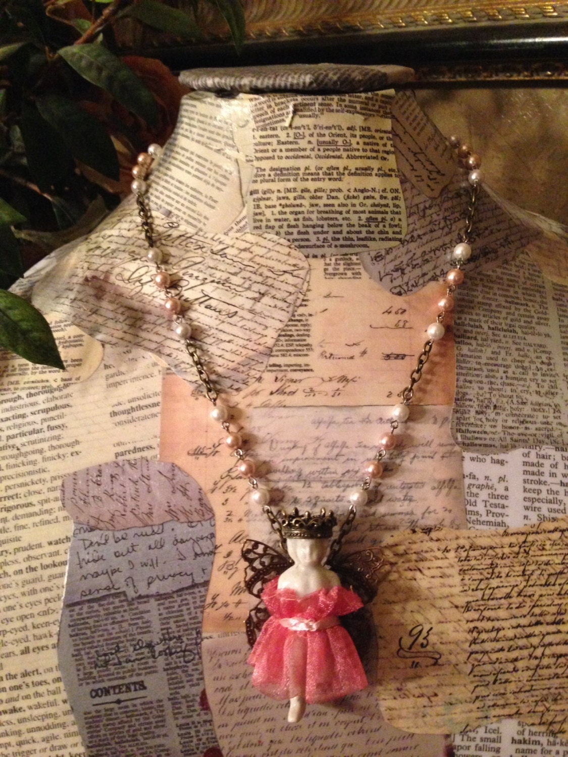 Vintage Frozen Charlotte Doll 22 Necklace with pearls