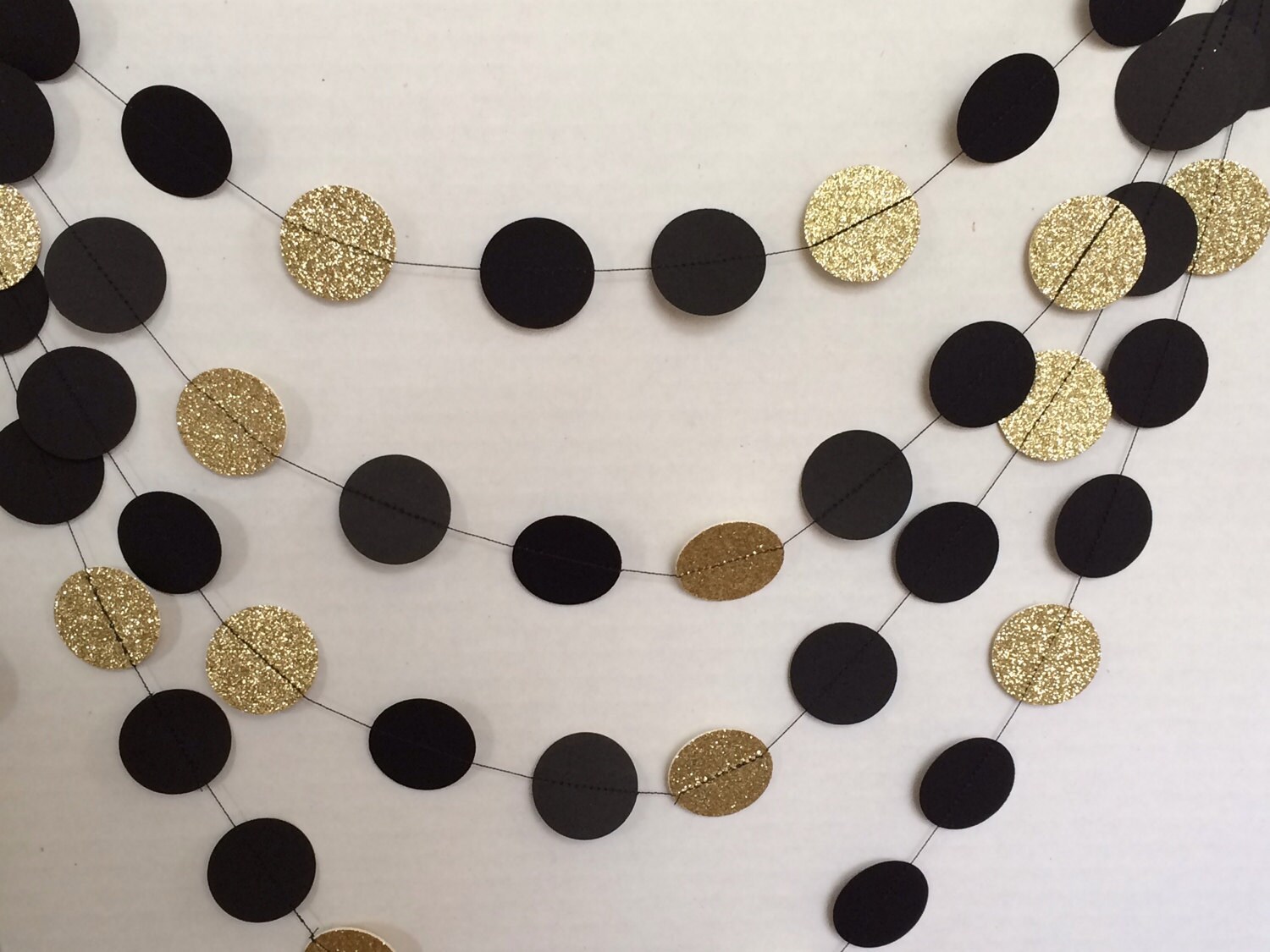 Graduation Black and Gold Glitter Garland Party Decoration