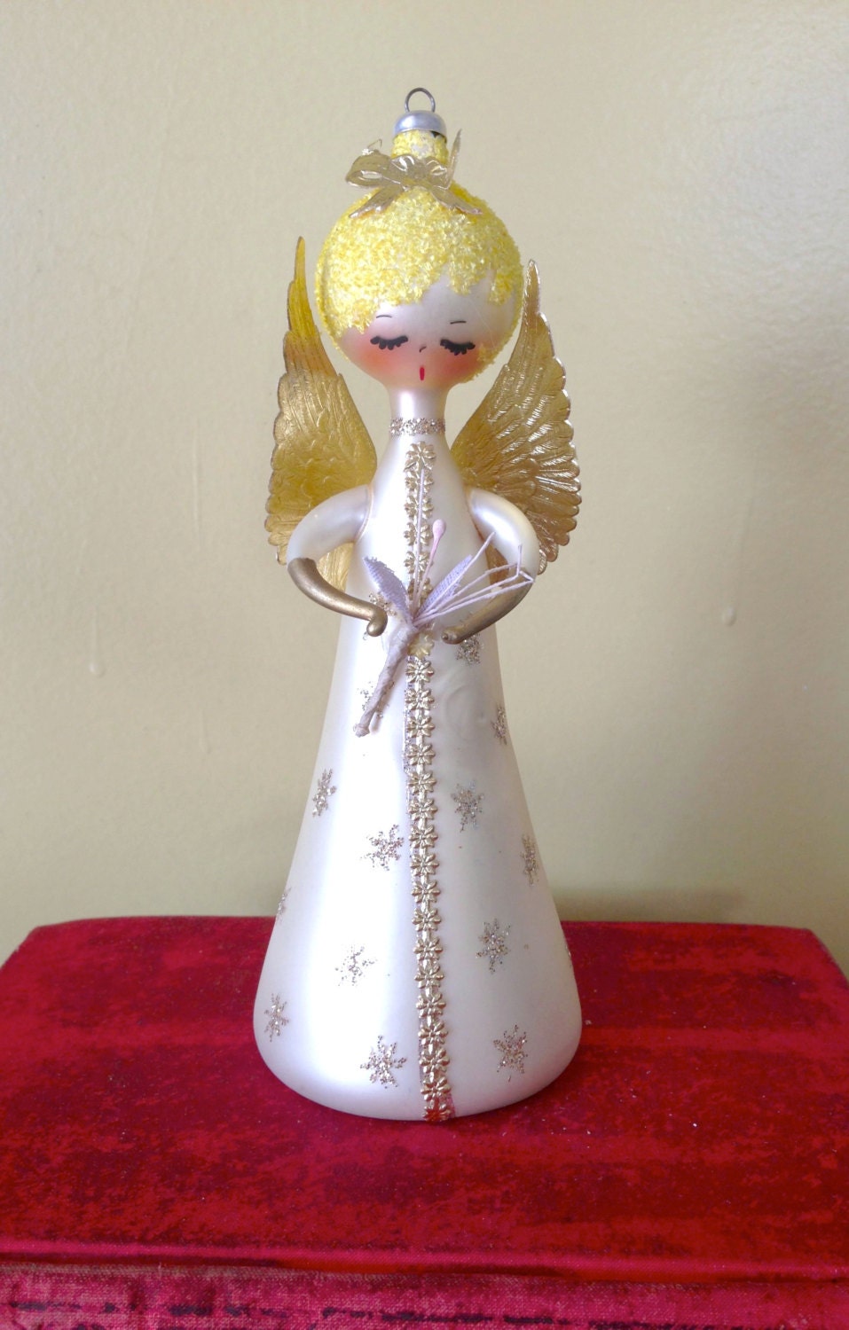 Vintage Angel Blown Glass Italy Christmas Ornament