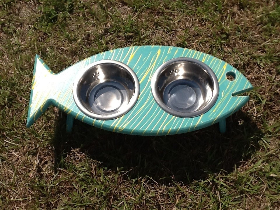 Wooden Fish Pet Bowl Stand by TaylorsPetShop on Etsy