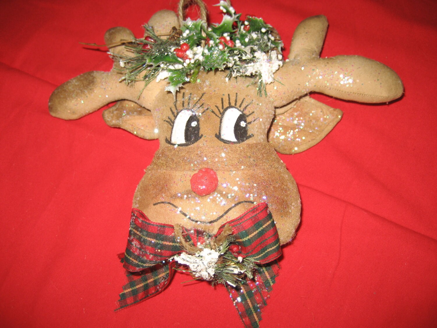 Christmas Reindeer Decorations. Set of Two. 8" Long X 10" Wide Large Size Free Shipping in US