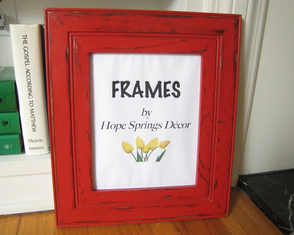 Red wood picture frames
