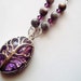 Purple necklace silver necklace gray necklace purple and gray tree necklace silver tree pendant beaded jewelry valentines day gift