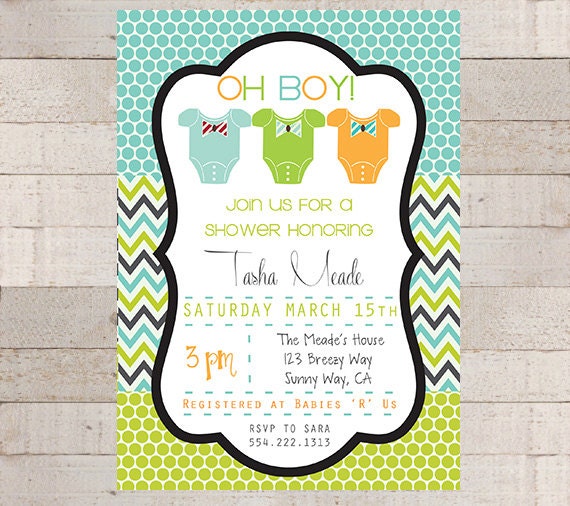 Oh Boy Baby Shower Invitation Chevron by myhappylifedesigns