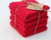 Crochet Dishcloths, Set of 4 Red Dishcloths, Gifts for Mom, Gift ideas Crochet Dishcloths, Set of 4 Red Dishcloths, Gifts for Mom, Gift ideas