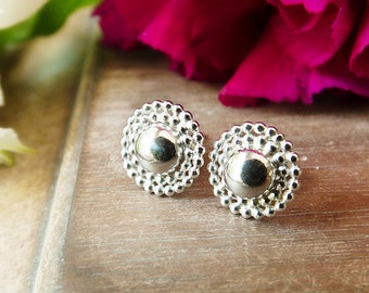 Dainty Sterling Silver Stud Earrings, Post Earrings, Everyday Earrings, Daisy Design, Bright Polished Finish with Sterling Silver Posts