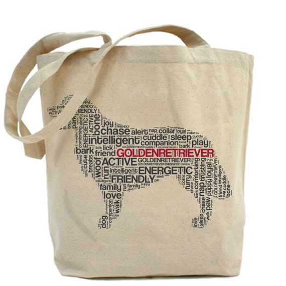 Golden Retriever Jumbo Canvas Tote Bag- Dog Breed Typographic Print