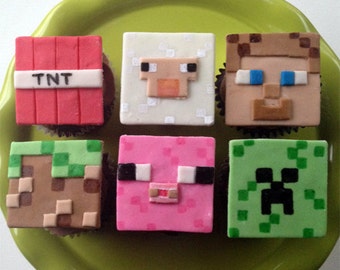 Minecraft inspired Cupcake Toppers