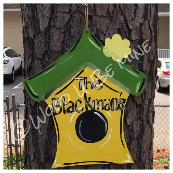 Birdhouse Door Hanger Birds Bird Spring by WoodUBeMine2