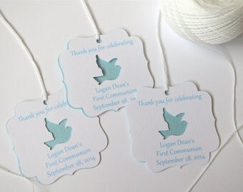 Blue Baptism favor tags, Boy first communion favor tags, Christening favor tags, Boys first Sacrament tags, Custom Baptism favor tags