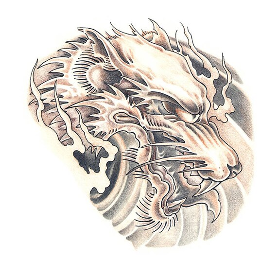 Items similar to Temporary Tattoo Kacho Wolf in Colour ...