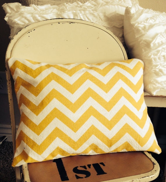 Items similar to Chevron pillow case, yellow chevron pillow case, 12x16