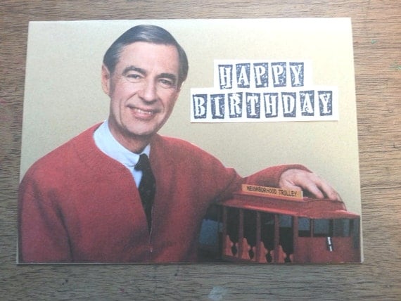 Items similar to Mr. Rogers upcycled Birthday Card. on Etsy