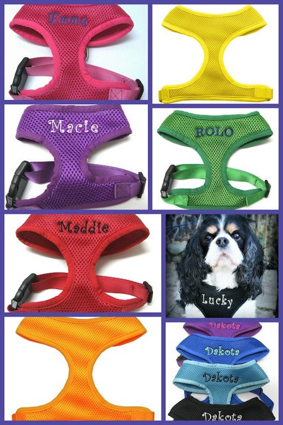 Personalized Soft Mesh Dog Harness Custom Embroidered with