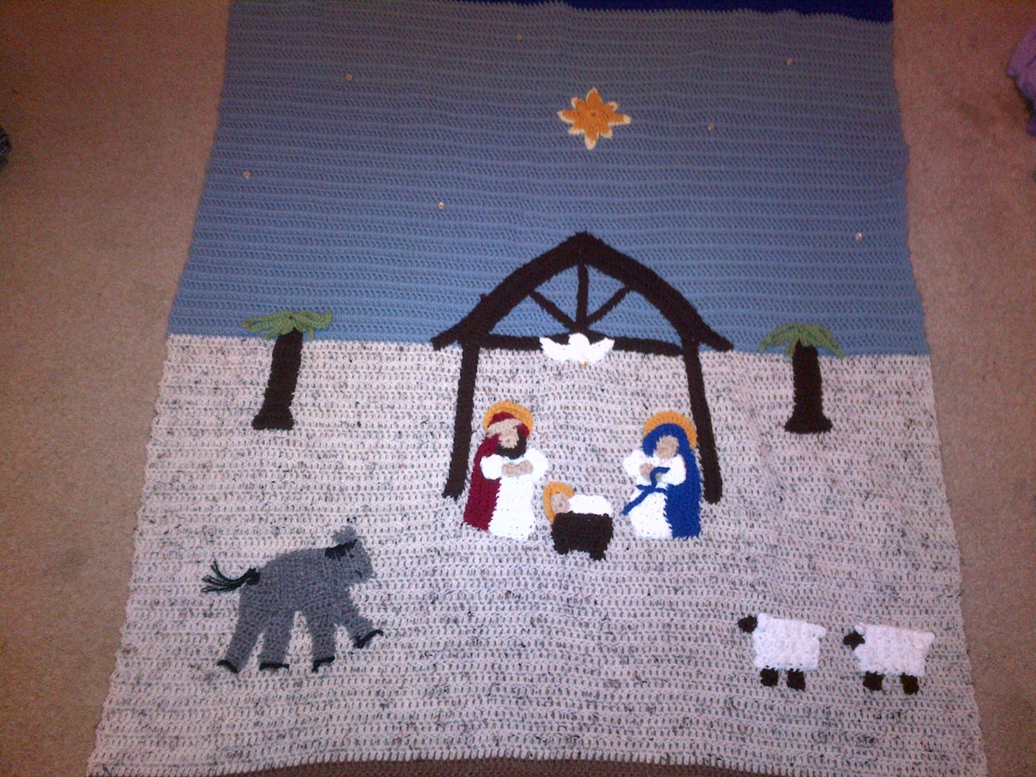 Christmas Crochet Blanket Nativity Scene Afghan By Mandymiranda