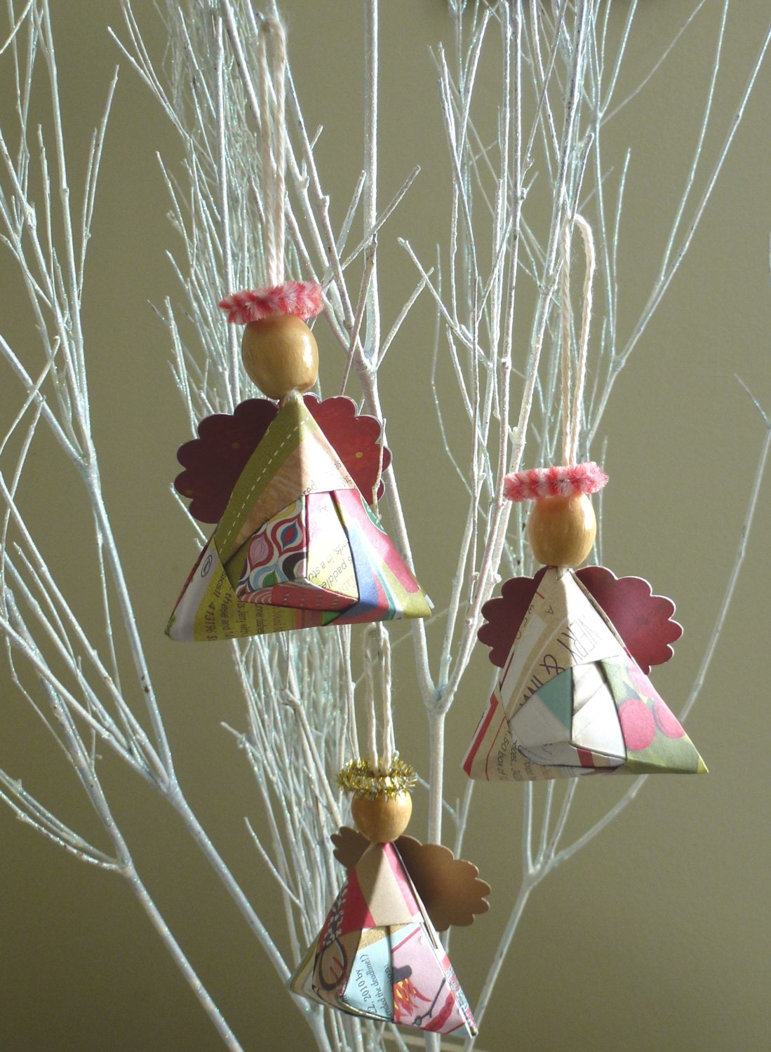 Origami Angel Ornament Set Of 2 T Adornment Guest Favor