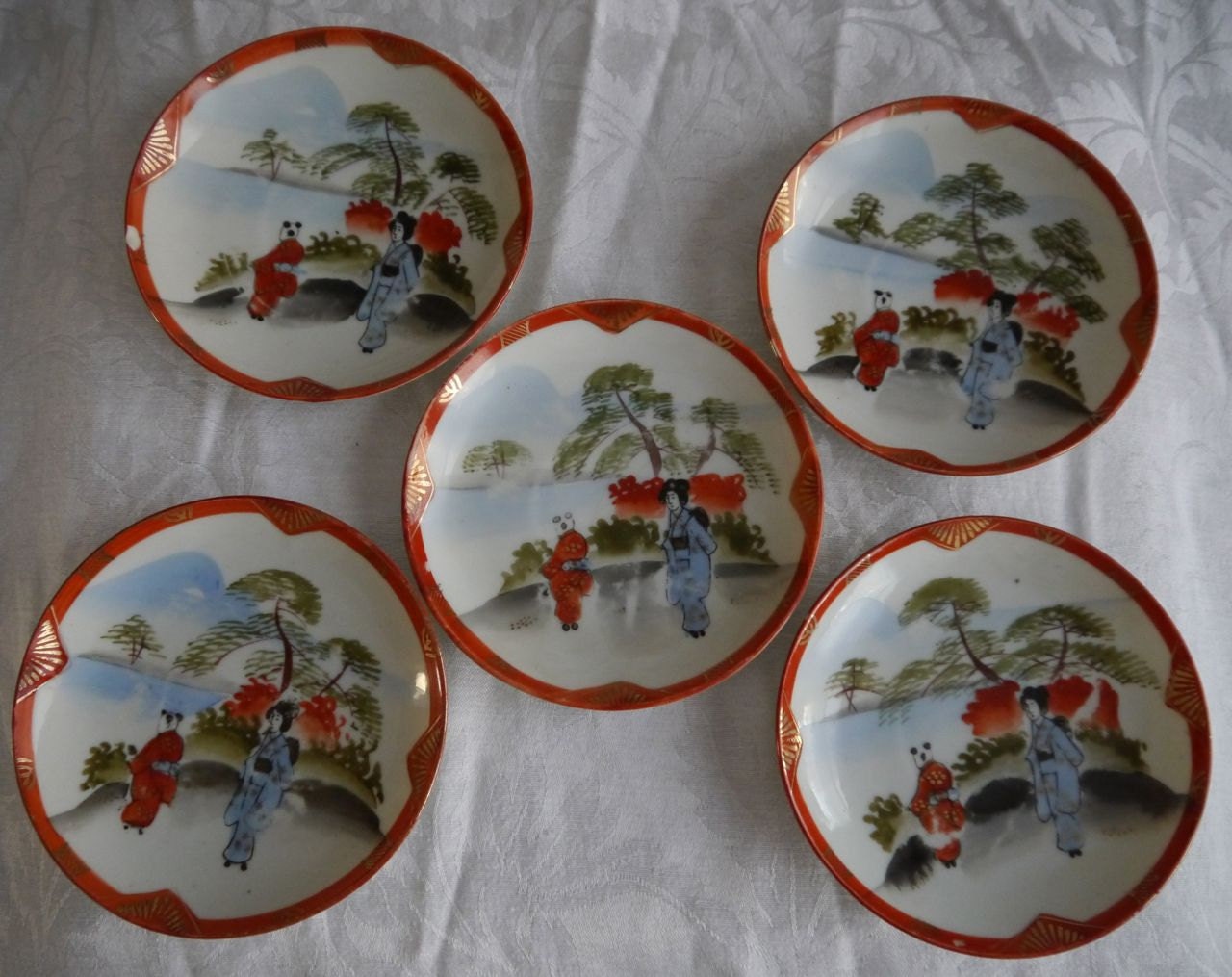 Antique Japanese Hand Painted Plates