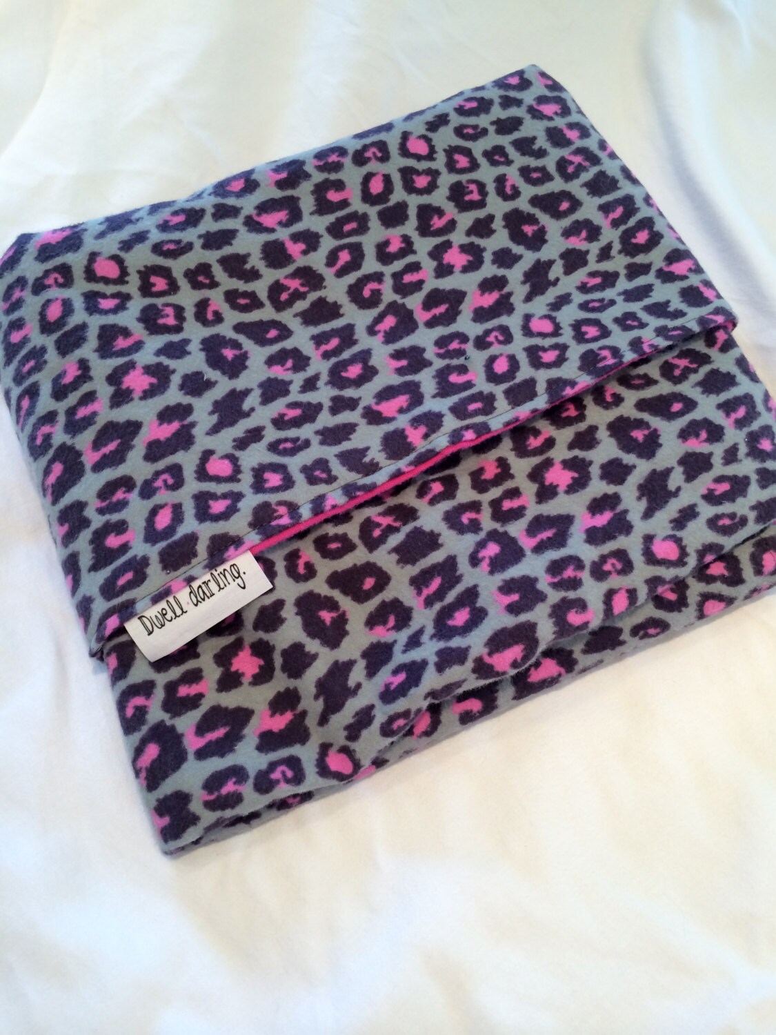 Leopard Print Baby Blanket Gray and Purple Blanket Leopard
