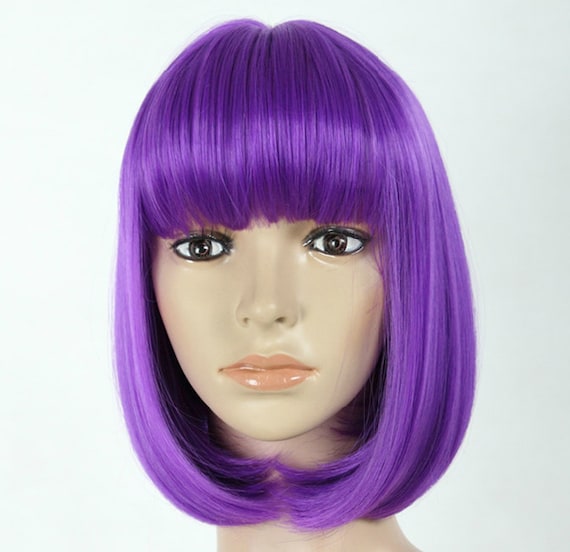 Short straight purple wig. Synthetic color wig high quality - ready to ship