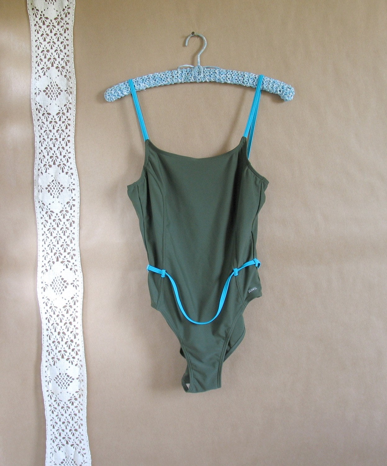 Green Swimsuit / 90s Bathing Suit / Tank Maillot