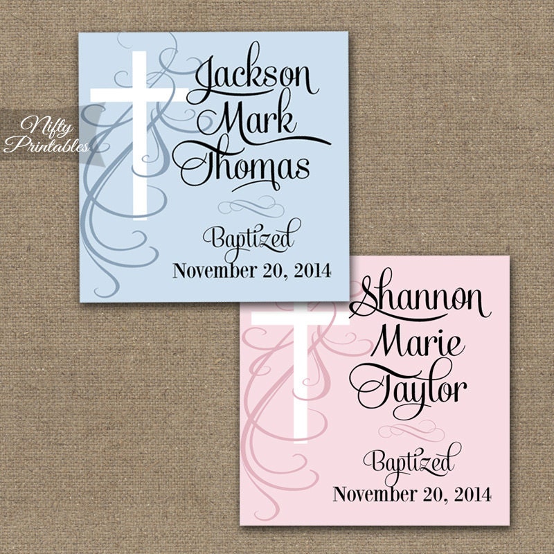 baptism favor tags printable pink or blue baptismal favor