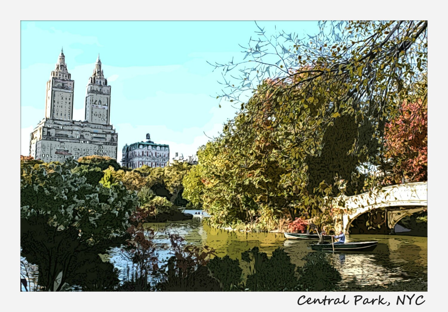 New York City NYC Photography: Central Park Cartoon by JMKPhotoArt