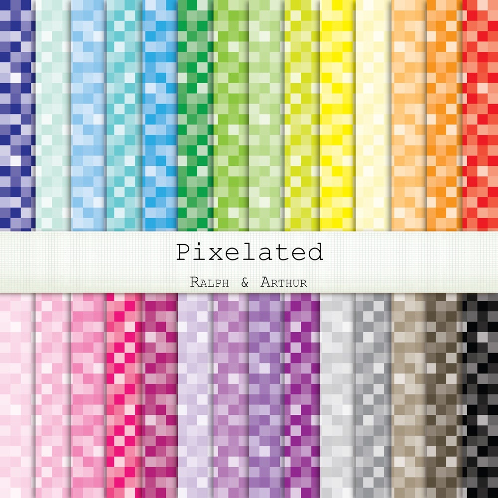 Pixelated Digital Paper 28 Sheets Digital by RalphAndArthur